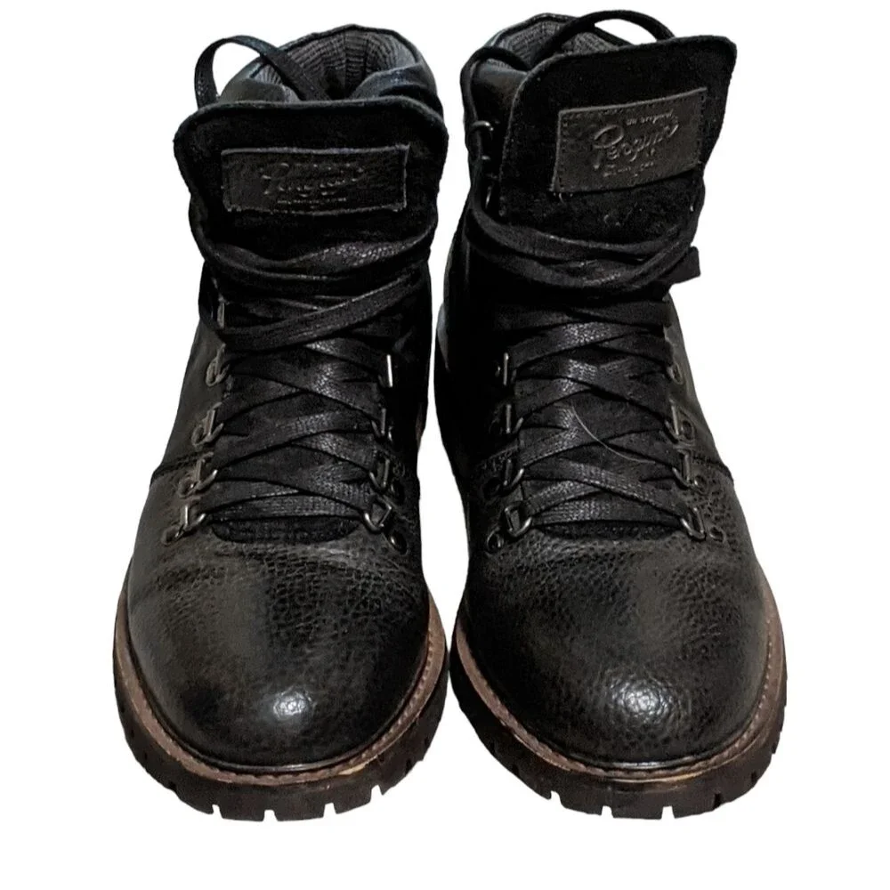 Penguin black leather lace up chukka round toe ankle boots logo men's size 8